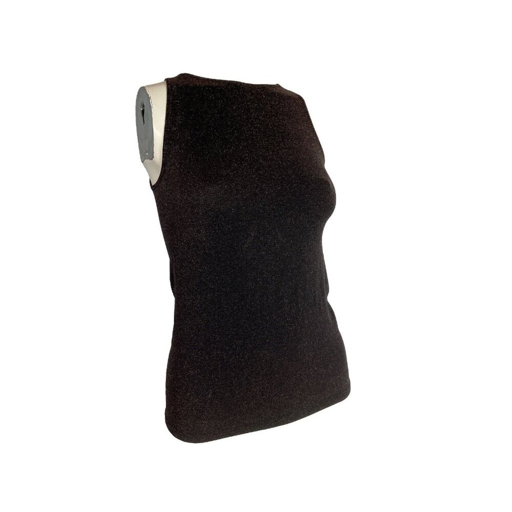 S Wolford metallic tank shell top metallic knit brown w plum tones